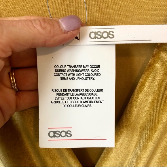 ASOS Gold Velvet Midi Wrap Dress; Size 8. NWT. - Picture 8 of 12